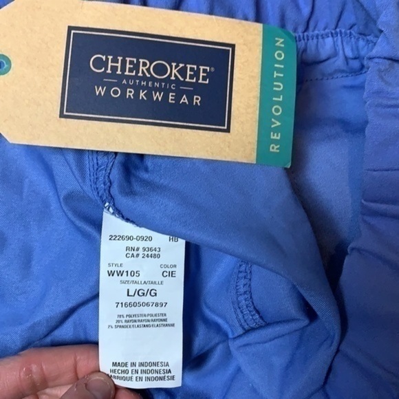 NEW Cherokee blue workwear drawstring womens size large tapered leg scrub pant - Picture 4 of 9